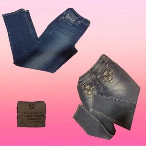 Cute rhinestone straight jeans